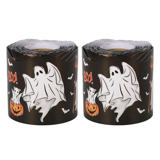 59 Ft Halloween Bulletin Board Border Self Adhesive Ghost Boo Pumpkin Scalloped Die Cut Border Trim Roll for Office