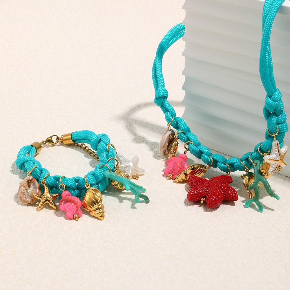 Summer Fashion DIY Shell Necklace 18K Gold Plated Waterproof Stainless Steel Jewelry Set for Gift & Party
