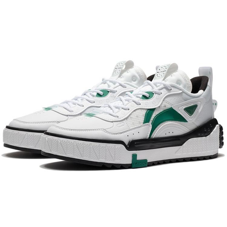 Li Ning New Journey Low top Skateboard Shoes Men's White Green AGCS169-4