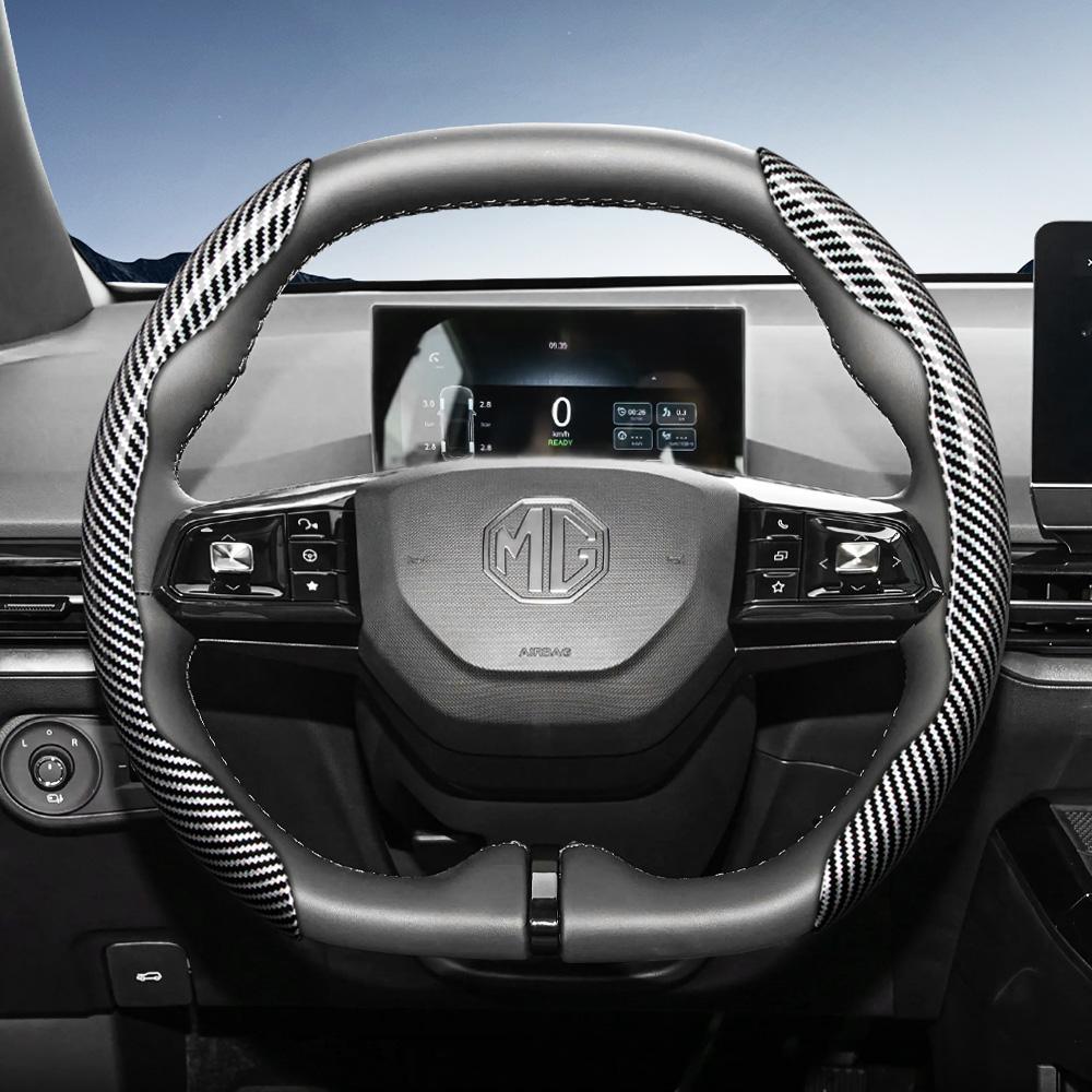 Suitable for Mg Carbon Fiber Texture Steering Wheel Covers with Segmented Quick-Release Design, Durable, Compatible with Zs Astor Ev Hs Phev Mg4 Mg3 M