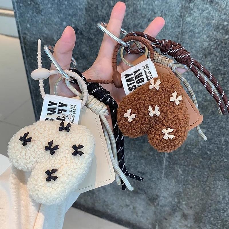 Breloc de pluș cu arc coreean, dragoste, frânghie de țesut creativă, breloc de chei în stil vintage, breloc de geantă, accesorii pentru chei