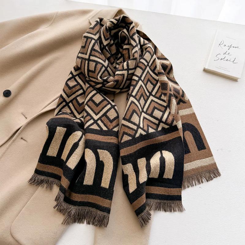 

Клетчатый новый осенне-зимний модный шарф с буквами двойного назначения с кисточками 63x200cm