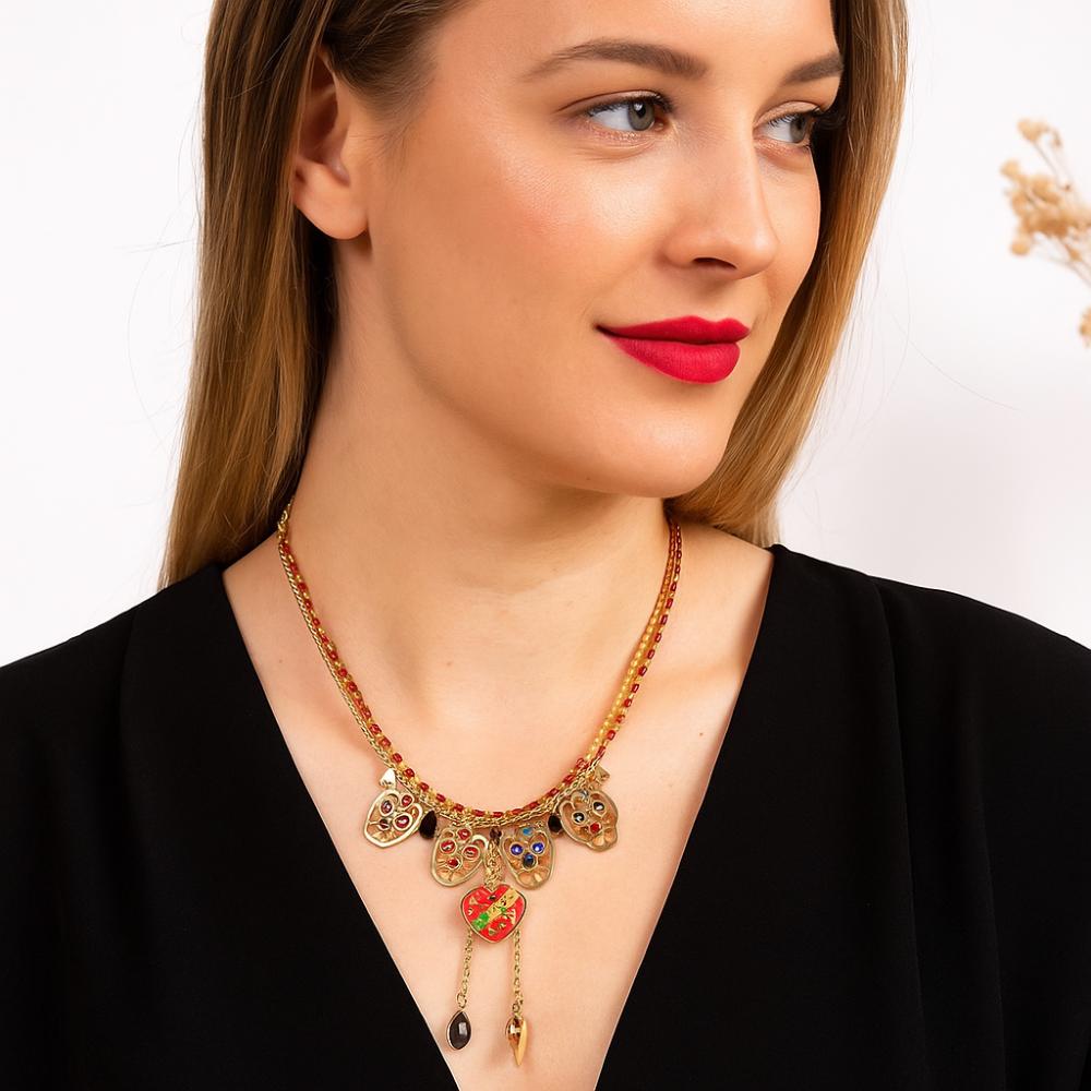 Personality Collarbone Chain Literature Vintage Earring Punk Metal Skull Pendant Necklace  Girl