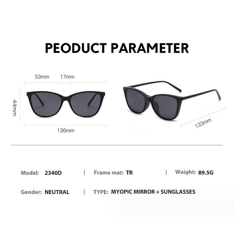 2340D Nou Set Retro Ochelari de Soare Pentru Femei Ochi de Pisică Clip Magnetic Ochelari de Soare Tr Rame Ochi de Pisică -0.5 -1.0 -2 Până la -6