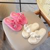 Summer Children's Slippers for Home Fashion Kid's House Slippers Fashion Rhinestone Bowknot Girls Princess Flip-flops Open-toe