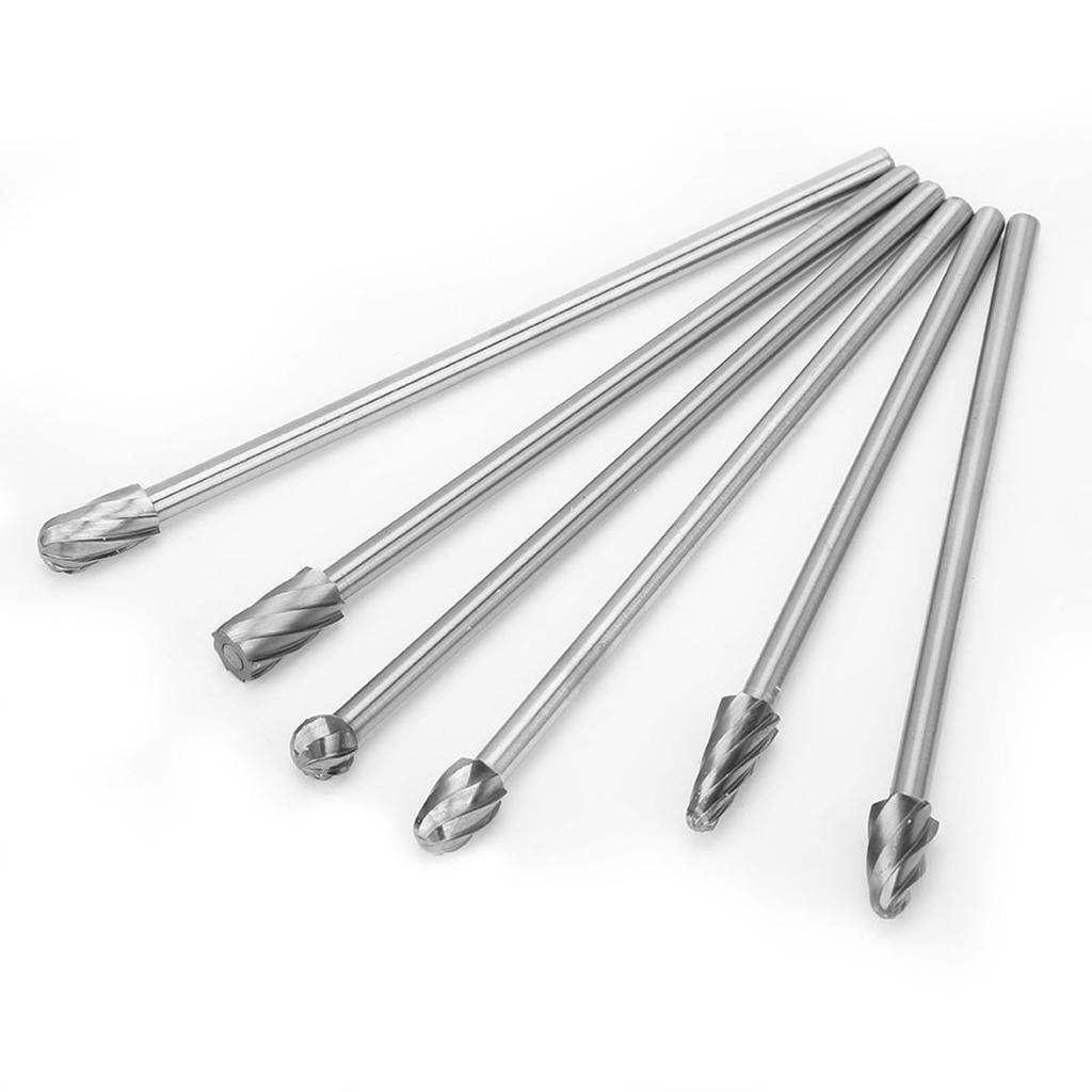 6pcs  6mm 14" Shank Aluminum Rotary Burr Extra Long 150mm Milling Cutter