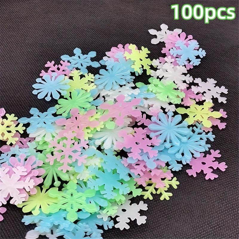 50/100PCS Luminescent Snowflake Wall Stickers, Mini Christmas Snowflake Luminous Wall Decoration Suitable For Home Bedroom Baby Room Decoration