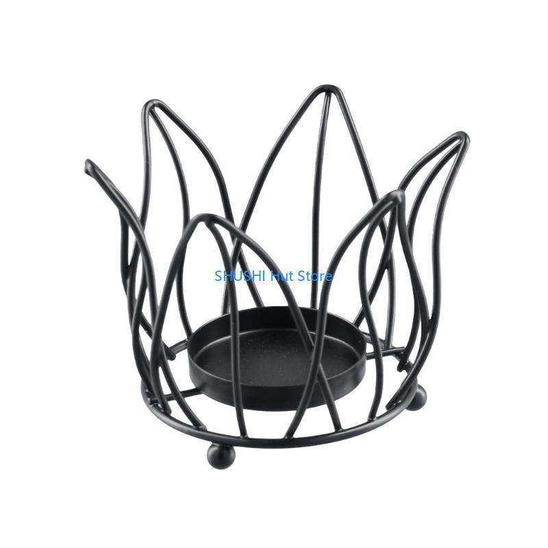 

Holder Metal Candlesticks Flower Tealight Stand Wedding Decorations D57B чёрный