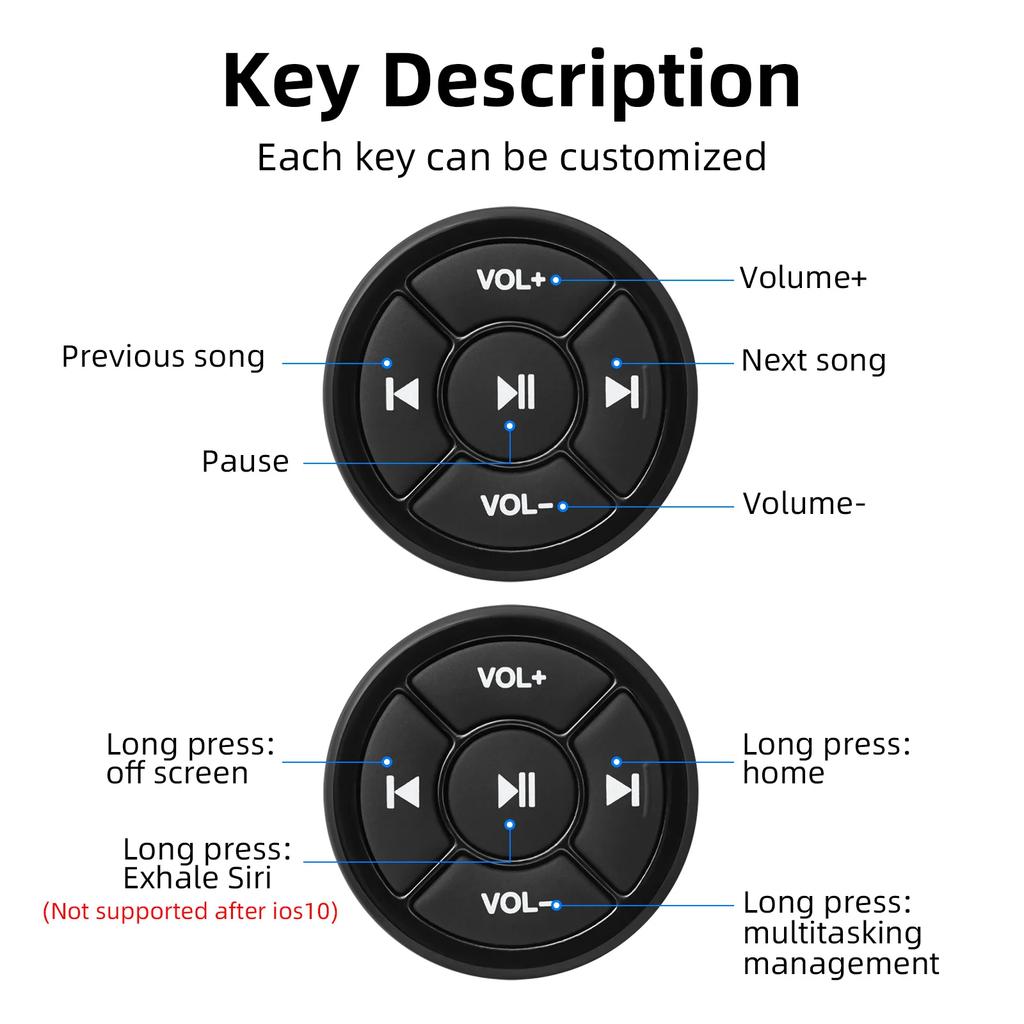 Wireless Smart Remote Controller Bluetooth-compatible 5 Keys Music Play Remote Control For IOS Android Convenient For Driving