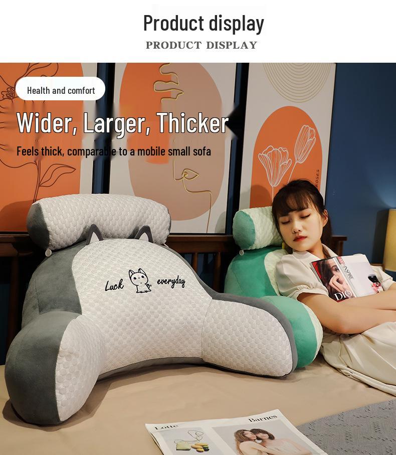 Large Soft Bed Backrest and Headboard Cushion - Ice Beans Pillow for Sleeping and Lounging