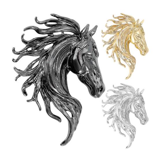 Brooch Pin Retro Style Horse Head Design Anti-oxidation Anti-rust Brooch Sweaters Hats Bags Fashion Accessory