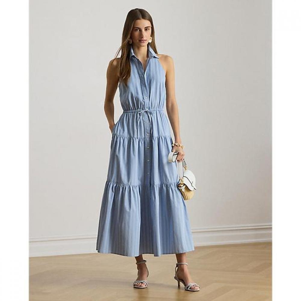 Lauren Ralph Lauren Stripe Broadcloth Tiered Shirtdress Wmlrdrsscm20082400 0