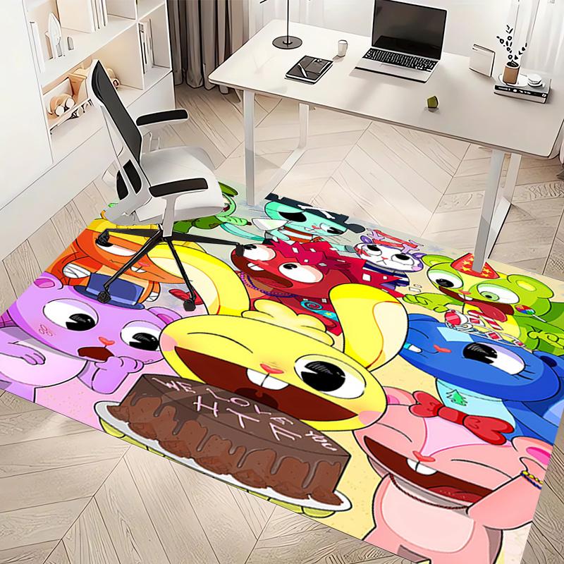 1pc Happy Tree Friends5 Print Area Rug - Soft, Washable Non-Slip Indoor Mat, Living Room, Home Office Decorative Rug,Office Decorative