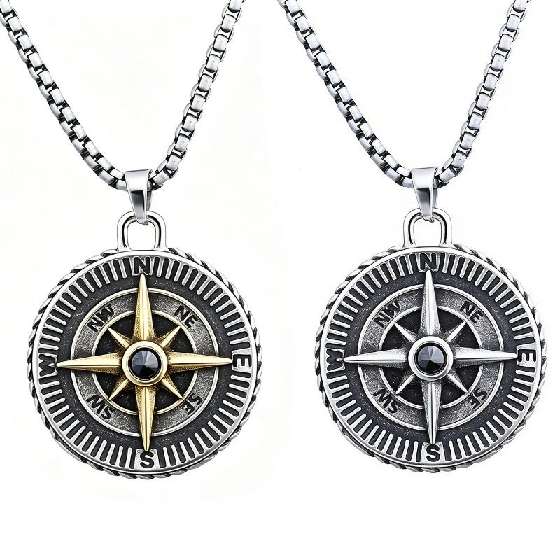 Street Cool Stainless Steel Pendant - Vintage Pirate Viking Compass