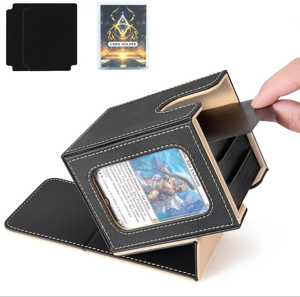 Card Deck Box with MTG Commander Display Holds 100+ Double-Sleeved Cards Trading Card Storage Box Fits TCG PTCG Sports Card