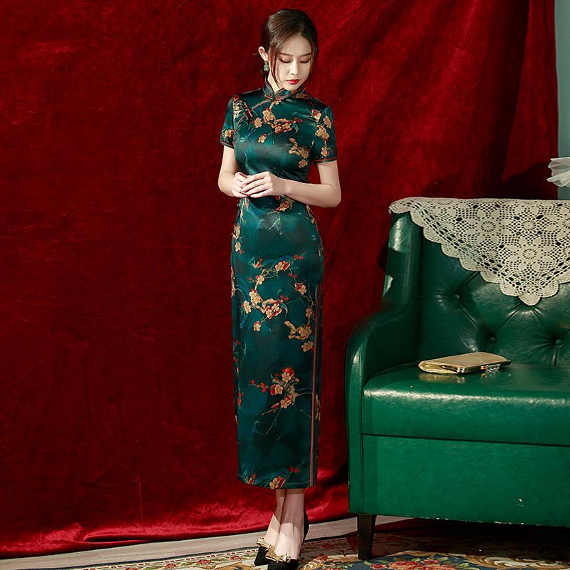 2024 Retro Shanghai Style Double-Layer Cheongsam: Eight-Button Long Dress