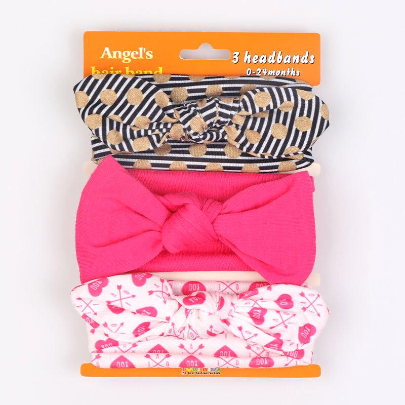 Children's Red Bow Headband Set: 3-Piece Elastic Baby Girl Hair Accessory
