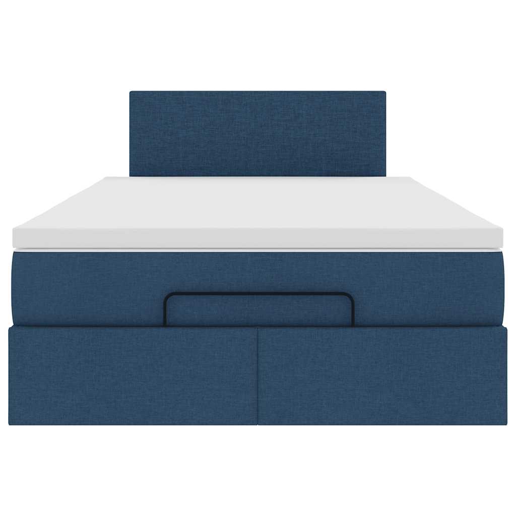 Ottoman Bed with Mattress Blue 120x200 cm Fabric