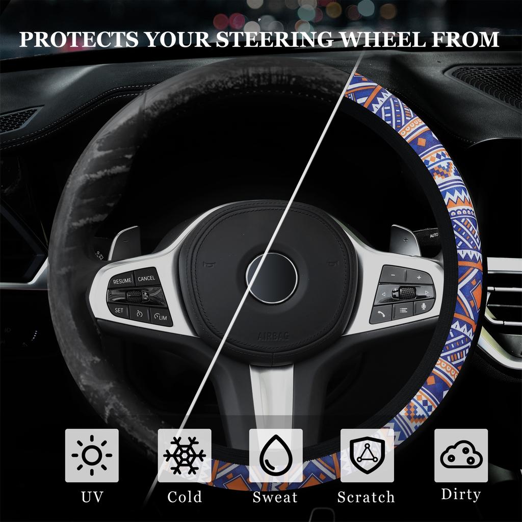 Car Steering Wheel Cover Non-Slip Breathable Bohemian Car Steering Wheel Cover - No Inner Ring Universal Handlebars Accessory