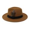 Gelbe Feder Fedoras Herren Fedora Hut Herren Panama Oberkappe Unisex Hut Militärfarbe Fedoras Hut mit breiter Krempe Kirchenhut Partyhut