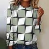 Damenmode Lässige Rundhals Langarm T-Shirts mit 3D-gedrucktem Karomuster Top