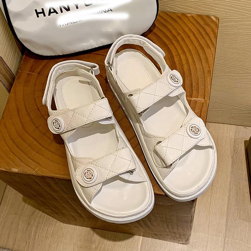 Xiaoxiangfeng sandals women s new women s sports thick-soled Velcro soft-soled women s shoes flat-soled casual beach shoes 35