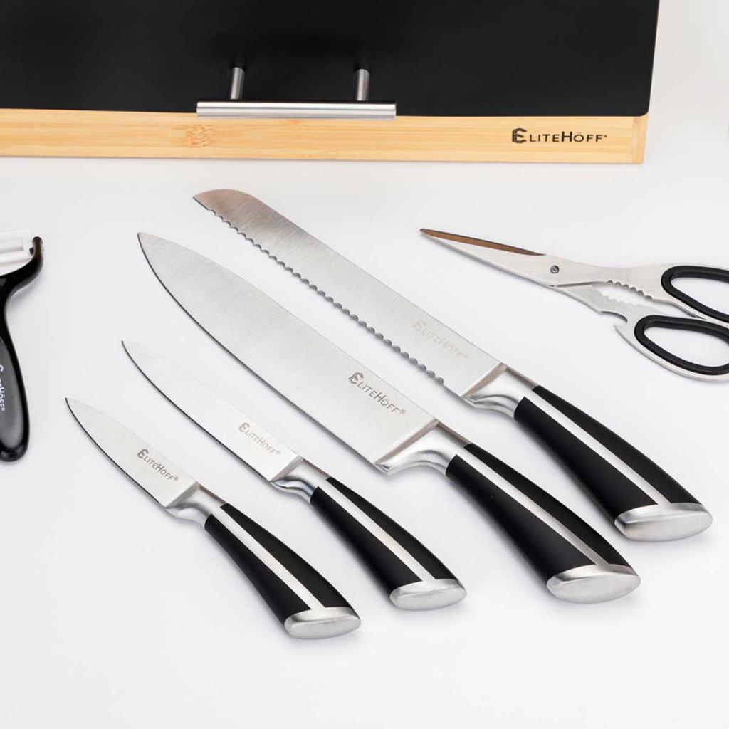 9-Piece Kitchen Knife Set In A Stand With Sharpener And Scissors E-6263