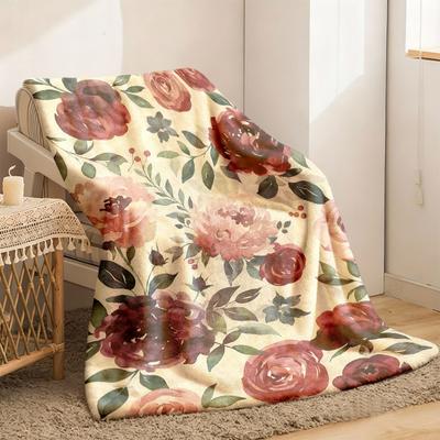 2026 New Arrivals Flannel Romantic Blush Rose Digital Print Blanket Suitable for Sofa Blanket Office Nap Cover Airplane Blanket Ho