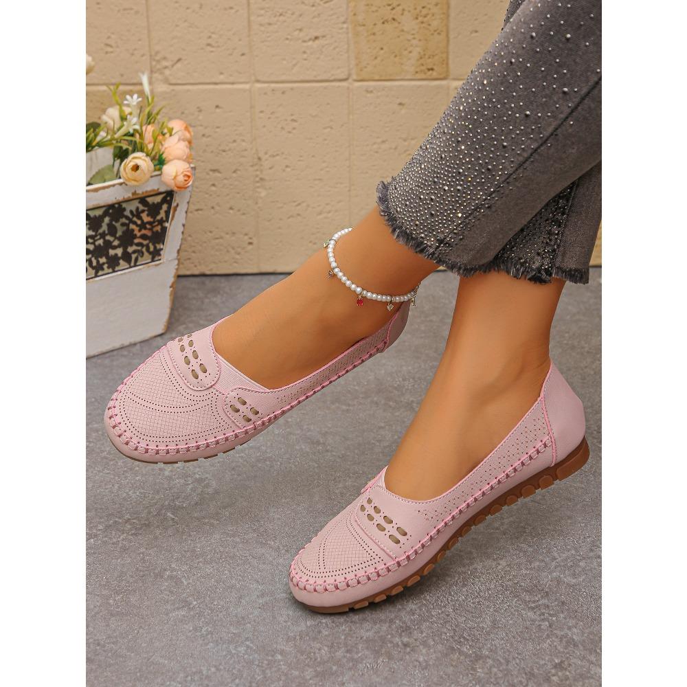 Multi-color Optional Soft Sole Hollow Out Breathable Flat Shoes Slip On Anti-slip Loafers