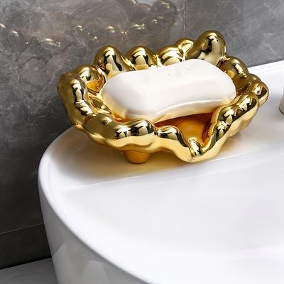 Gegalvaniseerde zeepdoos, geurige zeepdoos met wolkmotief, zeepopbergdoos voor niet-geperforeerde afvoeren, antislip zeephouder voor de badkamer.