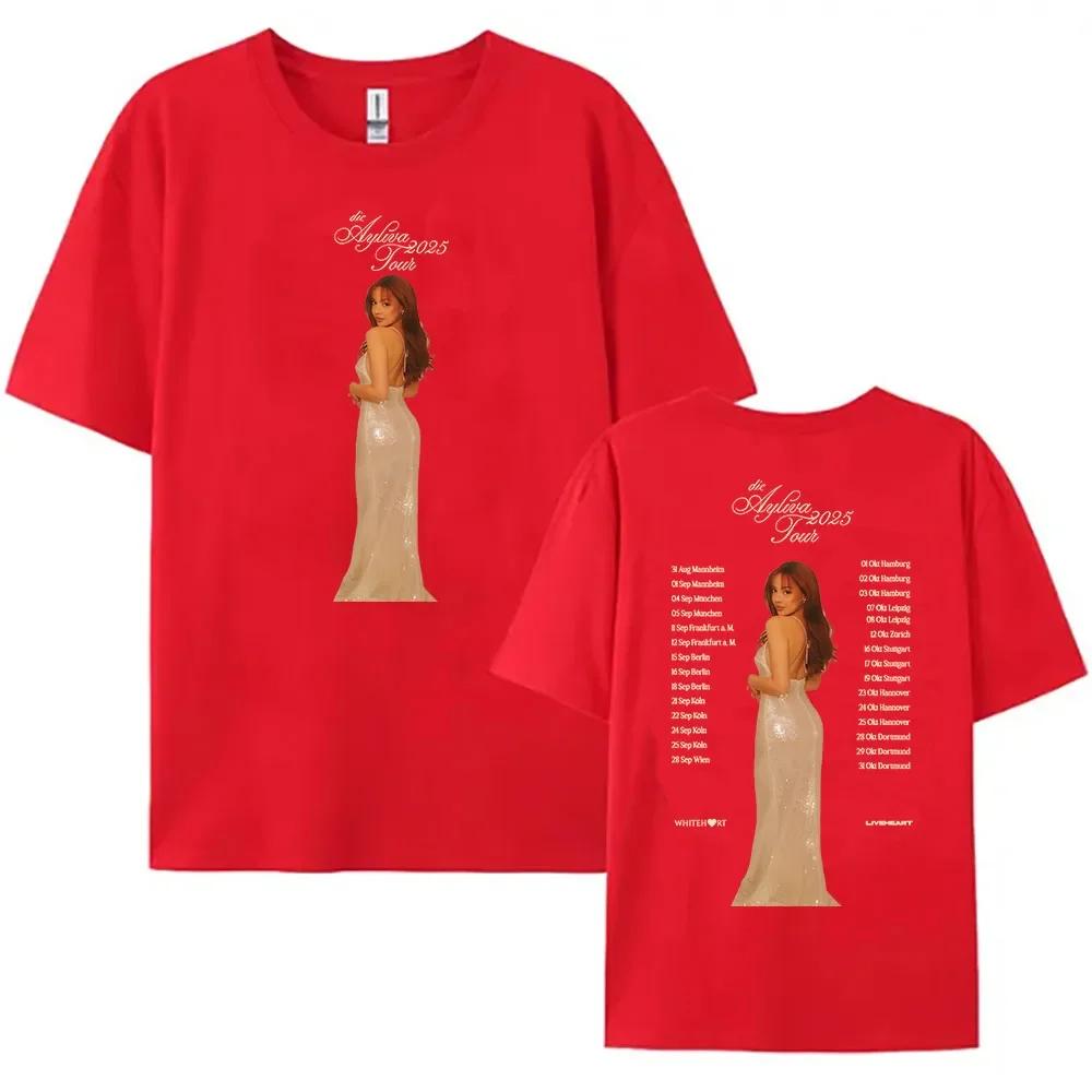 Die Ayliva Tour 2025 Tshirts Short Sleeve Cotton Oneck Tshirt High Quality Cotton Wounisex Teeshirt Streetwear Female Camisetas