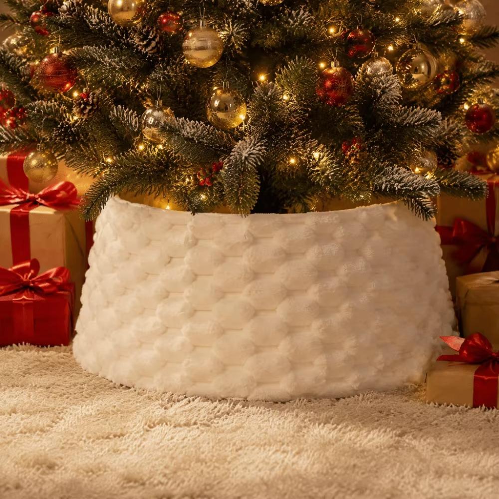 Rustic Style Christmas Trees Skirts White Xmas Tree Bottom Protector Tree Base Cover  Farmhouse