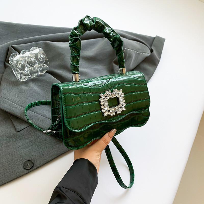 

Trendy Casual Shoulder Bag For Women Stylish Simple Crossbody Purse In Black White Pink Silver Gold Green зелёный