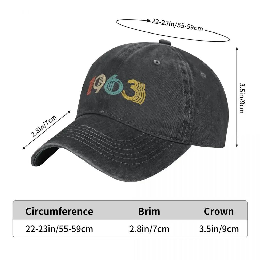 1963 Multicolor Hat Peaked Men Women's Cowboy Cap Vintage 55th Birthday Baseball Caps Personalized Visor Protect Hats