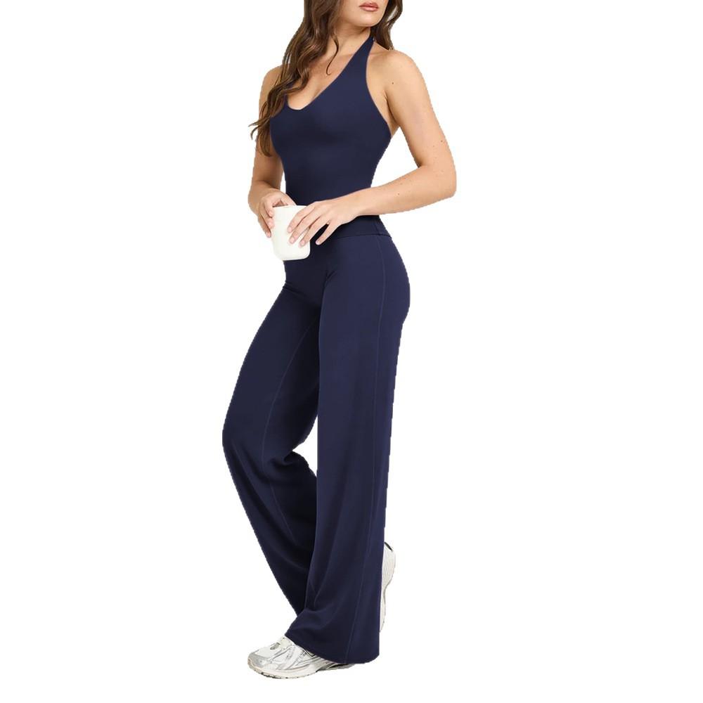 1116 New V-neck sports neck vest straight trousers set fitness yoga pilates two-piece set