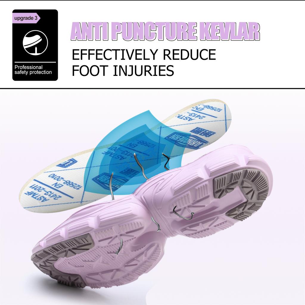 Safety Shoes for Women Steel Toe Sneakers Puncture Lightweight Boots Female Pink Small Size Safety Shoes Women Sneakers