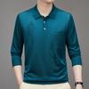 Long sleeved T-shirt Men's Ice Silk Lapel Top Bottoming Shirt Middle-aged Dad Loose Casual Polo Shirt