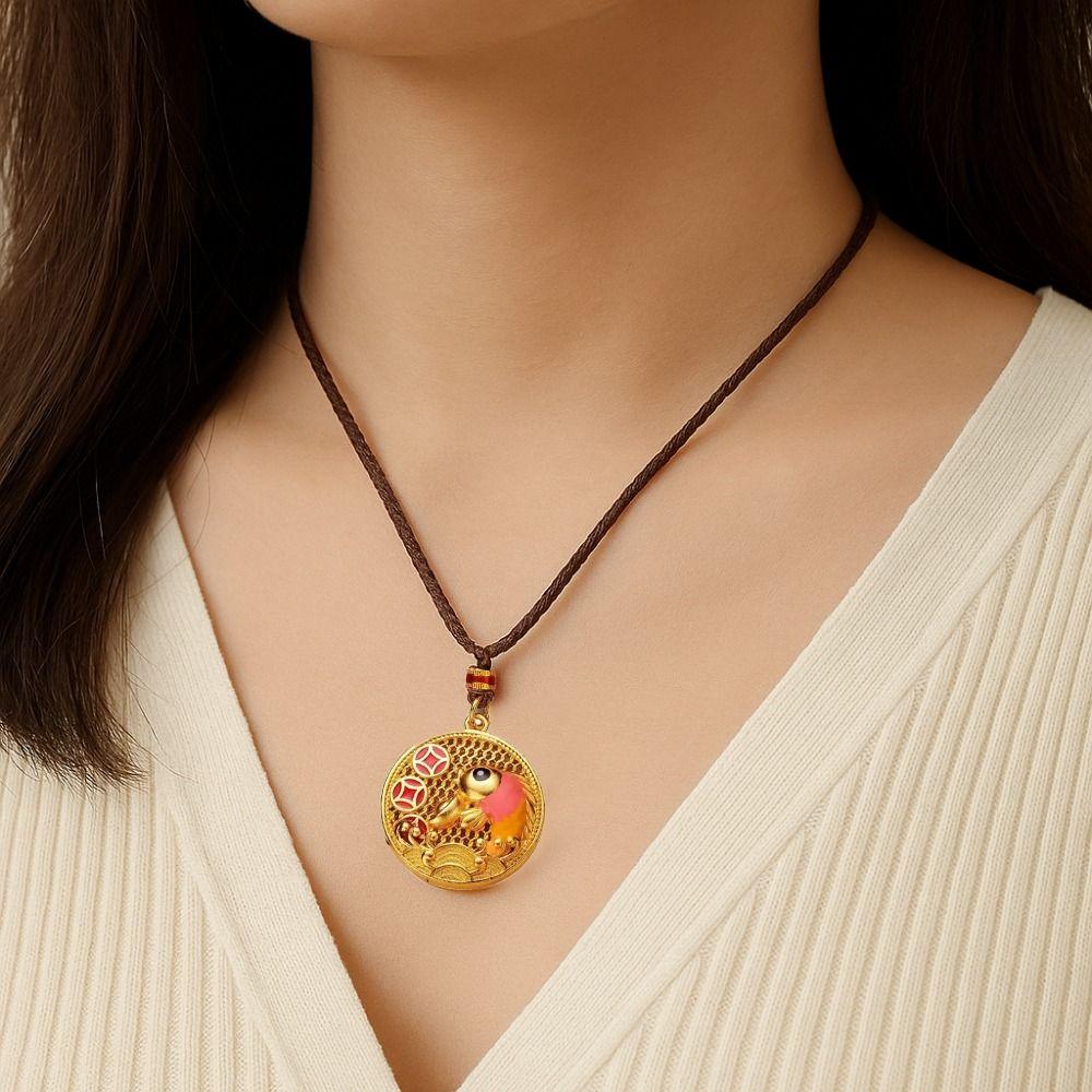 

Hollow Chinese Style Necklace Fish Collarbone Chain Ornaments Flower Pendant Necklace Party Style B