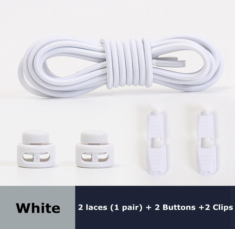 1pair Elastic Shoelaces Round Spring Plastic Lock Quick Wear In 1 Second No Tie Shoelaces Suitable for All Shoelaces Lazy Laces