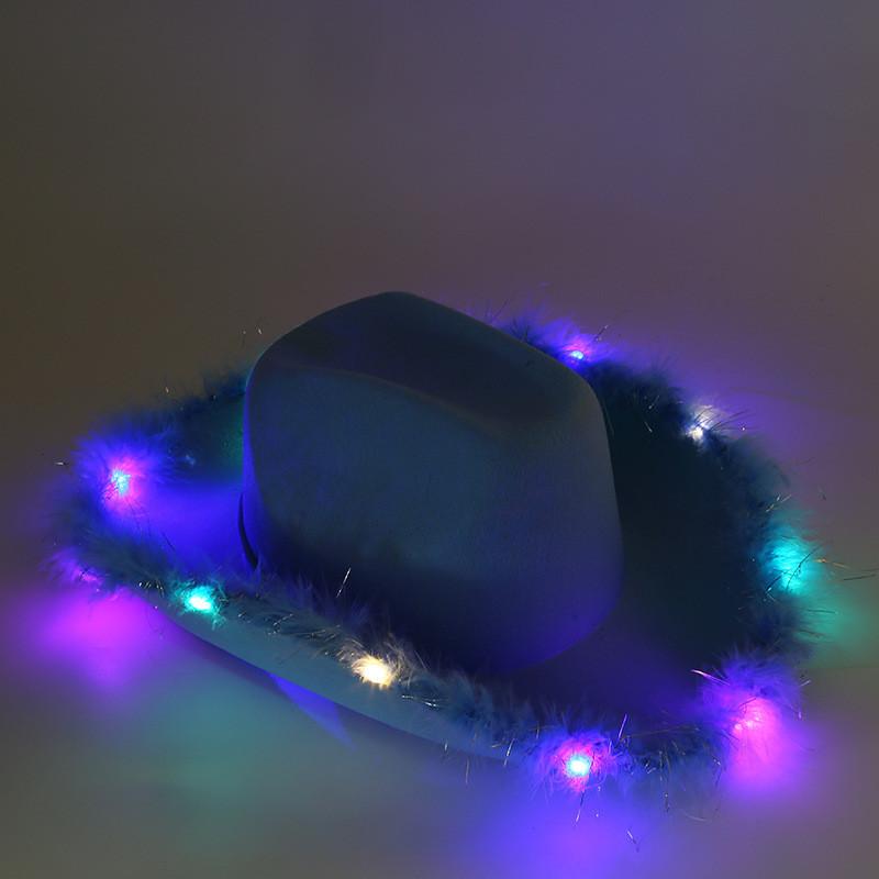 Breathable Cowboy Hat With Bright Led Trim And Large Brim For Outdoor Activities