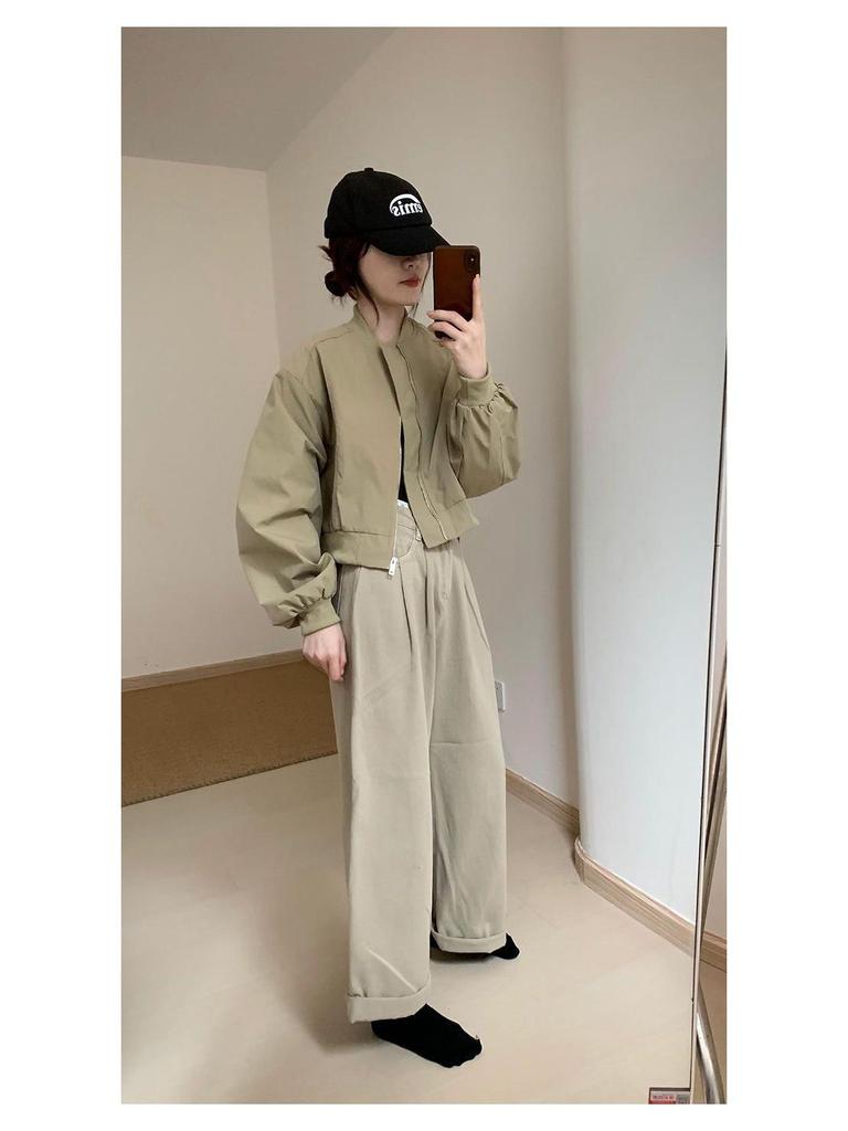 Autumn 2025 Korean Style Petite Slimming Short Baseball Jacket for Women