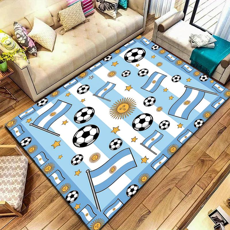 World Cup Football Pattern Square Carpet,Area Rug,Carpet Rug for Living Room Bedroom Sofa Playroom Decor,Non-slip Floor Mat,Holiday Birthday Gifts