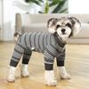 Polyester Puppy Stripes Jumpsuits Four-legged Dog Pajamas Durable Pet Dog Clothes  Autum
