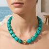 Chunky Beaded Choker Colorful Resin Beads Necklace Boho Beaded Holiday Necklace for Women Summer Vacation Beach Jewelry