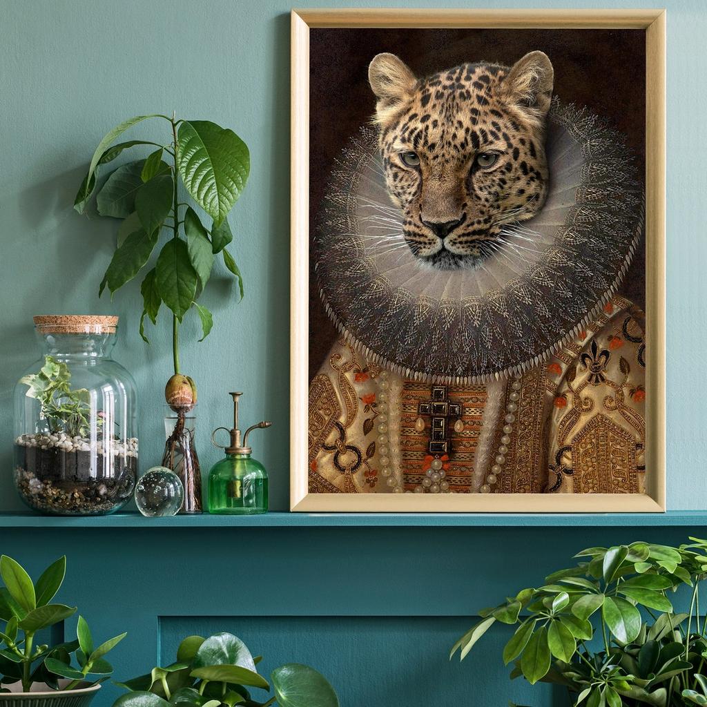 Renaissance Animal Painting Lion Flamingo Tiger Rabbit Victorian Animal Portrait Wall Art Funny Picture Canvas Poster Home Decor