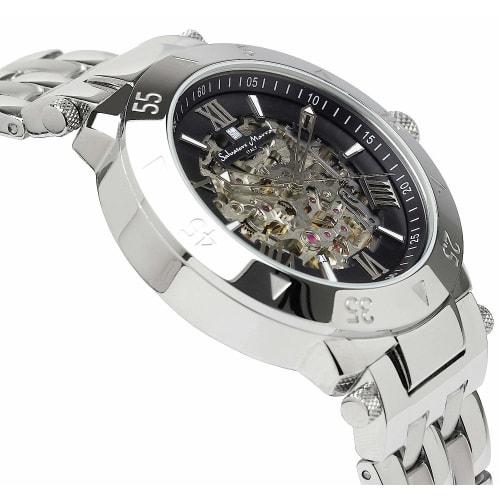 Salvatore Marra Watch Silver x Black Automatic Skeleton Business Formal Men's