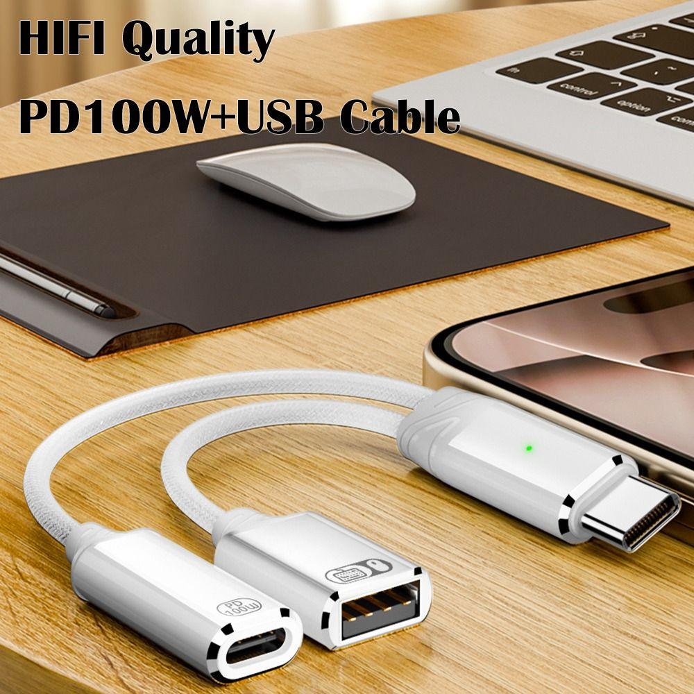 2 in 1 USB Headphone Converter PD 100W Y Cable NEW Type C Splitter  Keyboard Mouse