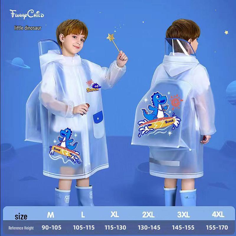 Children's Cartoon Rain Poncho with Backpack Slot for Kids