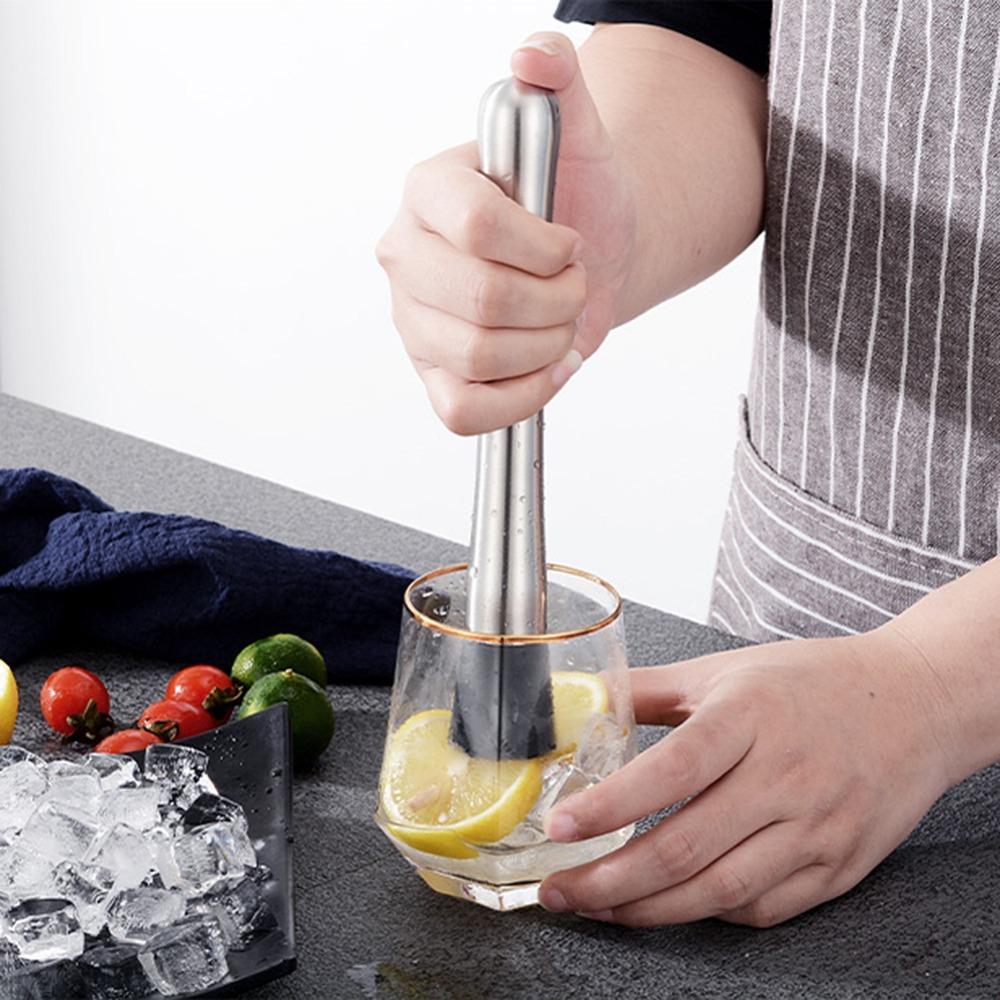 Long Handle Cocktail Muddler Stainless Steel Fruit Masher Tool Durable Bar Muddler Stick Bartender