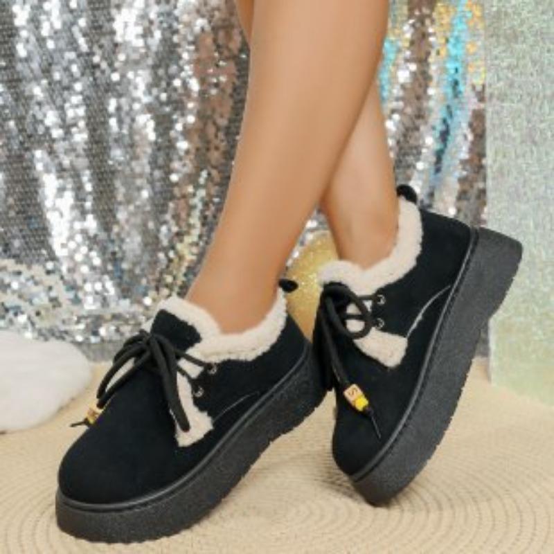 Fashion Winter Round Toe Suede Comfortable Thick Sole Non Slip Casual Women's Boots Fashionable New Lace Up Warm and Elegant Snow Boots